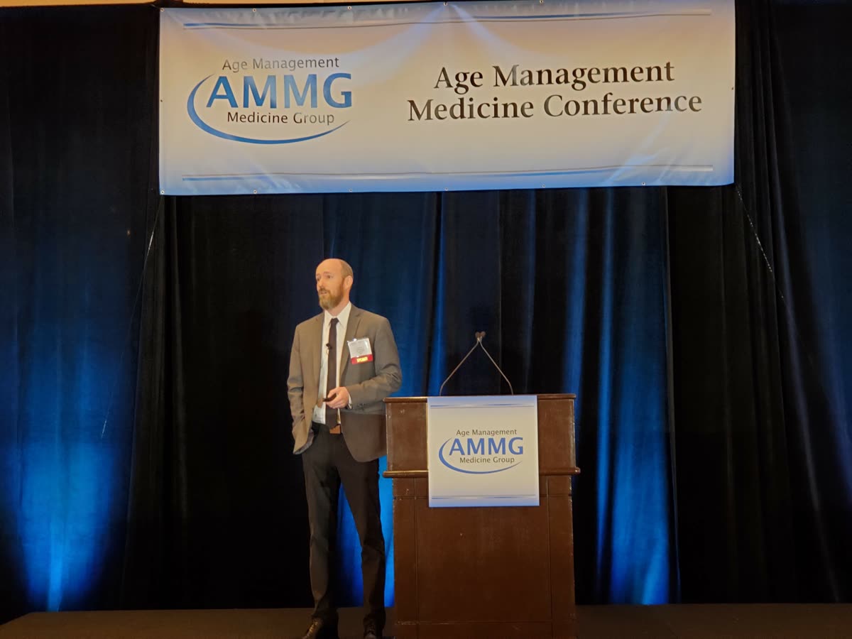 Dr. Rostenberg presenting at the Age Management Medicine Group conference