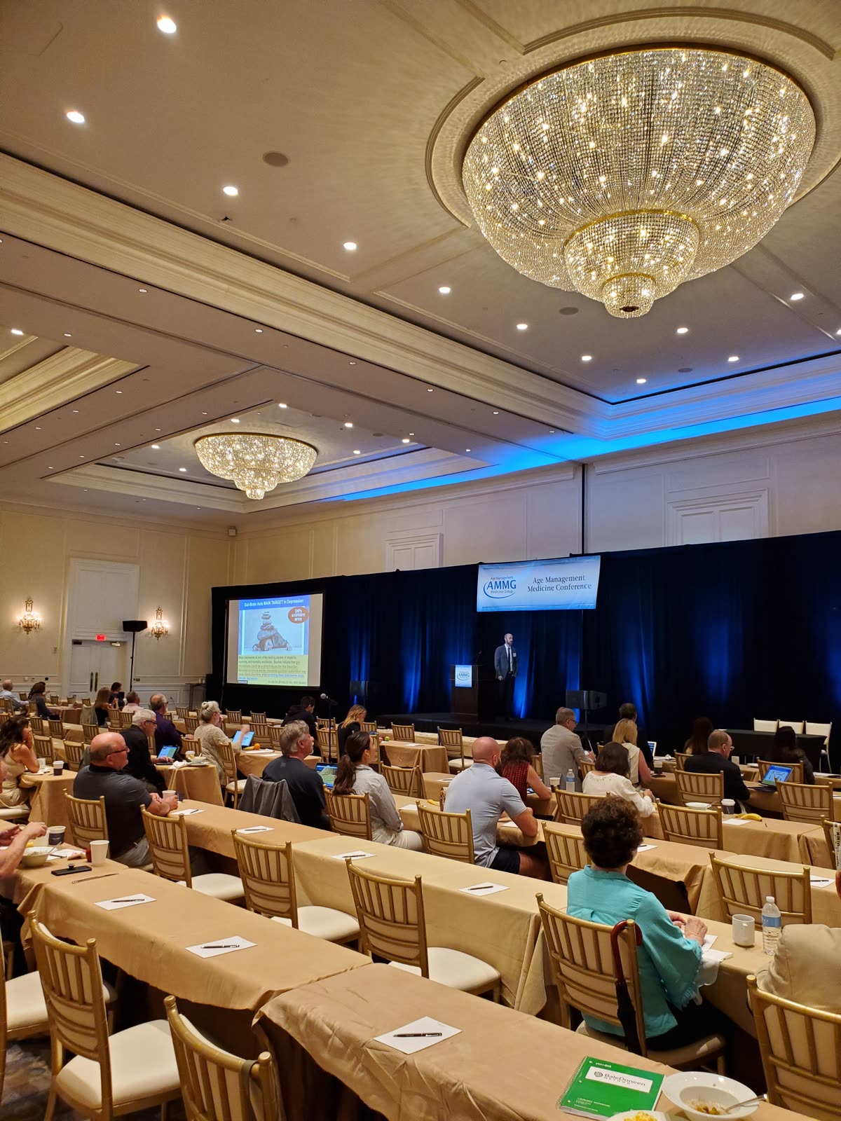 Full ballroom at the Age Management Medicine Group conference — Dr. Rostenberg presenting to hundreds of practitioners